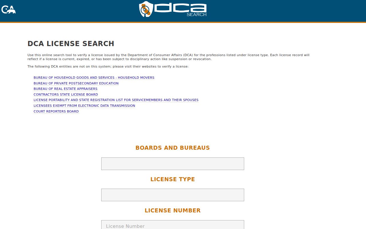 Los Angeles people search through California professional licenses