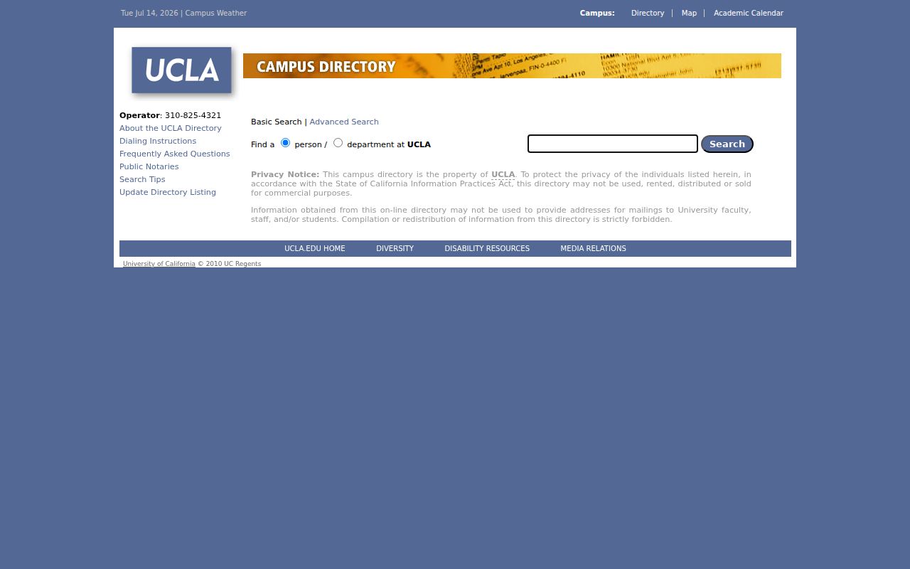 Los Angeles people directories UCLA campus lookup