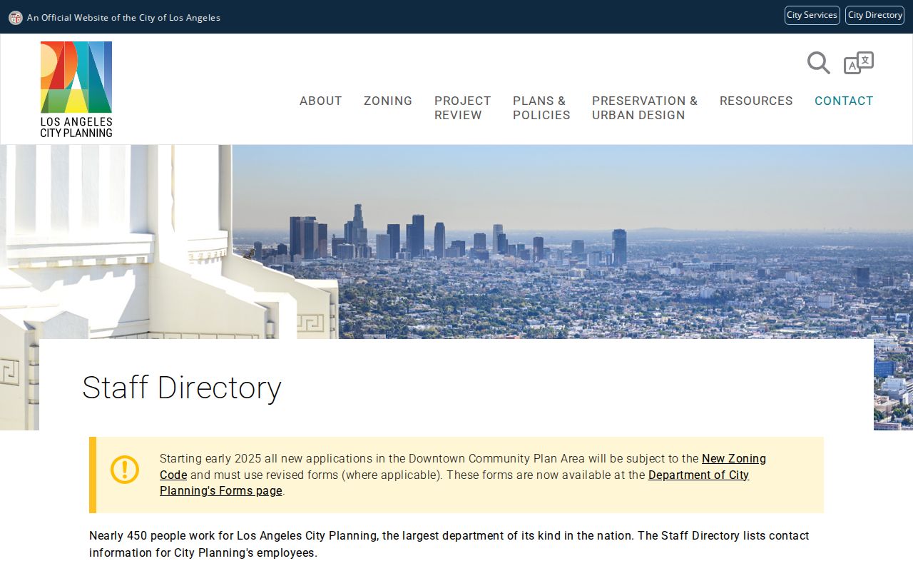 Los Angeles people directories City Planning staff search