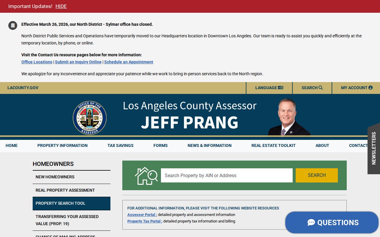 Los Angeles public records Assessor property search help