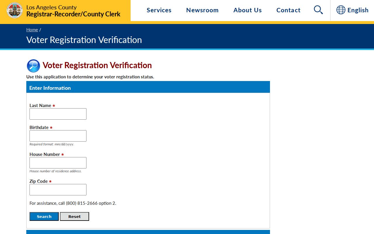 Los Angeles voter registration verification search fields
